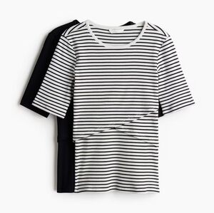 H&M Black and White/Black Striped Maternity 3/4 Sleeve Tees (Set)